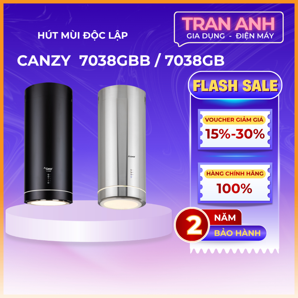 Máy hút mùi Canzy CZ 7038GBB | CZ 7038GB | Thiết kế đảo cao cấp, hiệu suất mạnh mẽ.