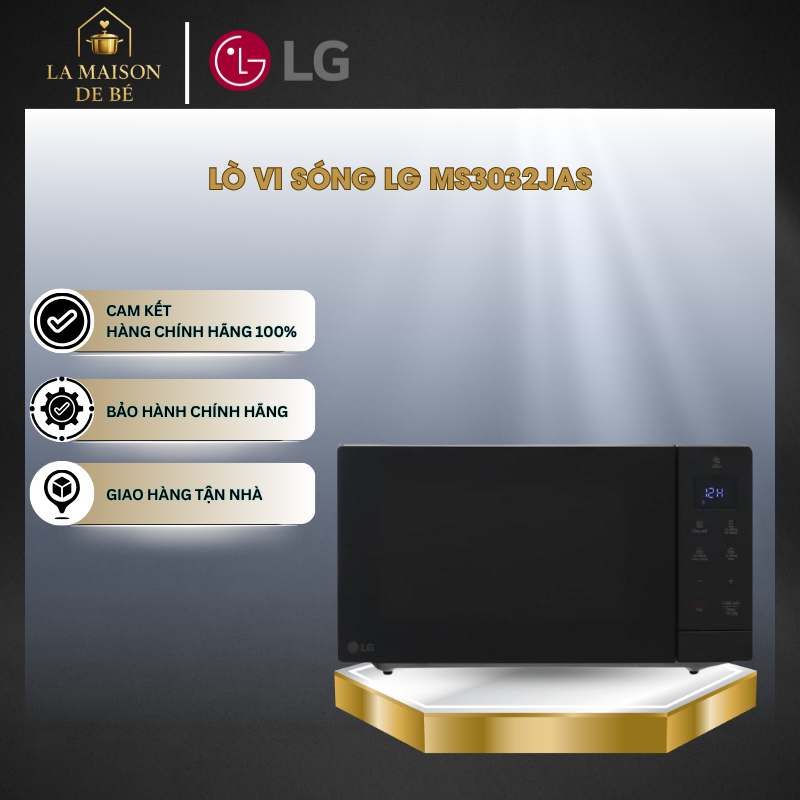 Lò Vi Sóng LG MS3032JAS - 30L - Thiết Kế Tinh Tế - Tối Giản - 3 Chế Độ Tự Động - LMS