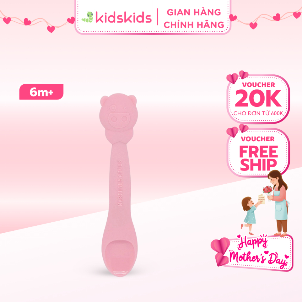Thìa Ăn Dặm Silicon Cho Bé Marcus & Marcus, Từ 6 Tháng - Pokey