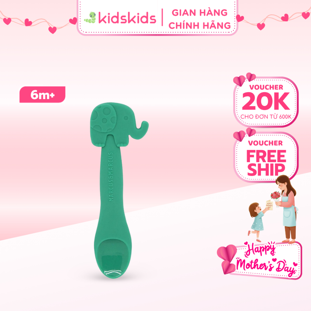 Thìa Ăn Dặm Silicon Cho Bé Marcus & Marcus, Từ 6 Tháng - Ollie