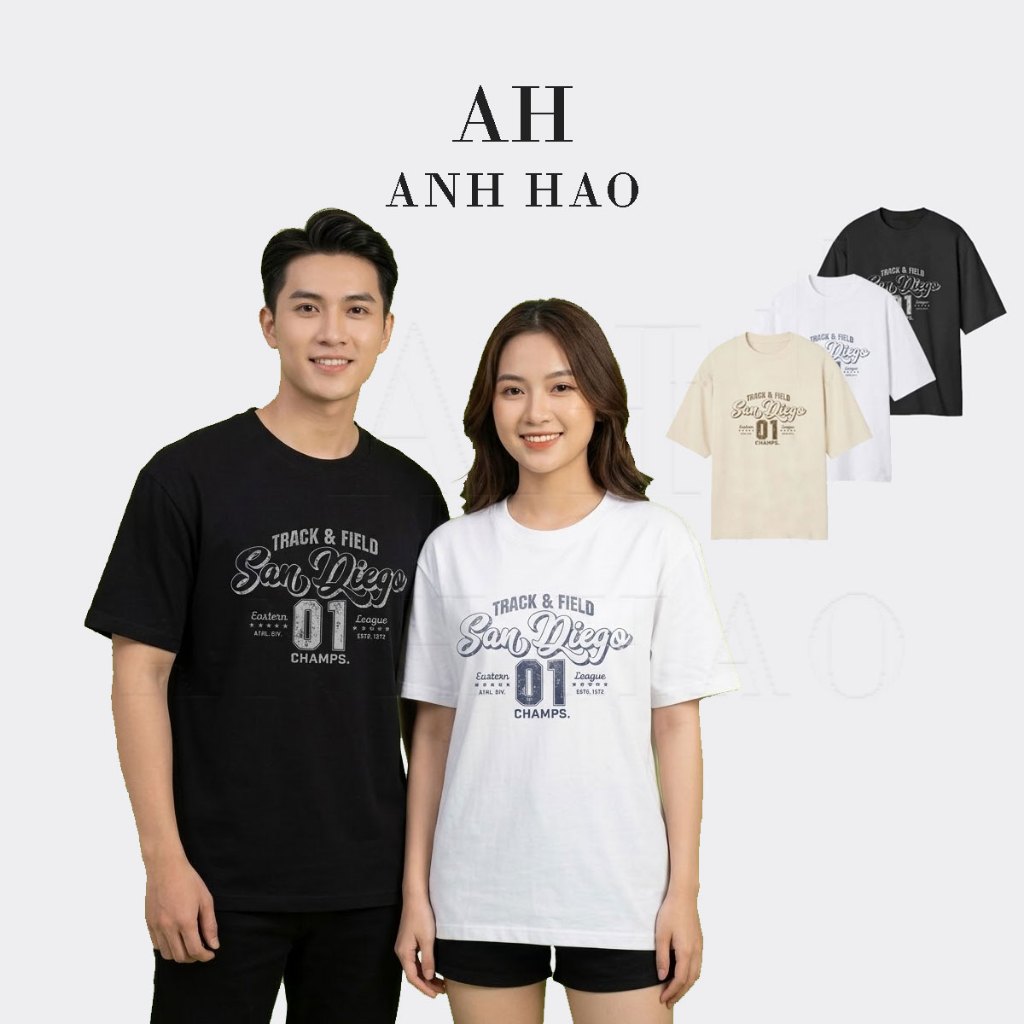 ÁO THUN Unisex Oversize San Diego NAM Nữ CỔ TRÒN Form Rộng Vải Cotton Thời Trang -  | AH STUDIO
