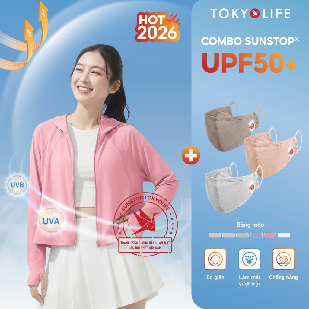 Combo Áo chống nắng SunStop Ice TOKYOLIFE 40003391 và Khẩu trang Master 40000886 ( KHẨU TRANG GIAO M
