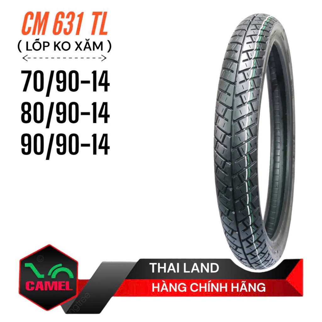 Vỏ lốp xe Camel gai Dunlop T900 631 638 cho tay ga AB, VARIO, CLICK size 14 inch (lốp đúc không rụt)