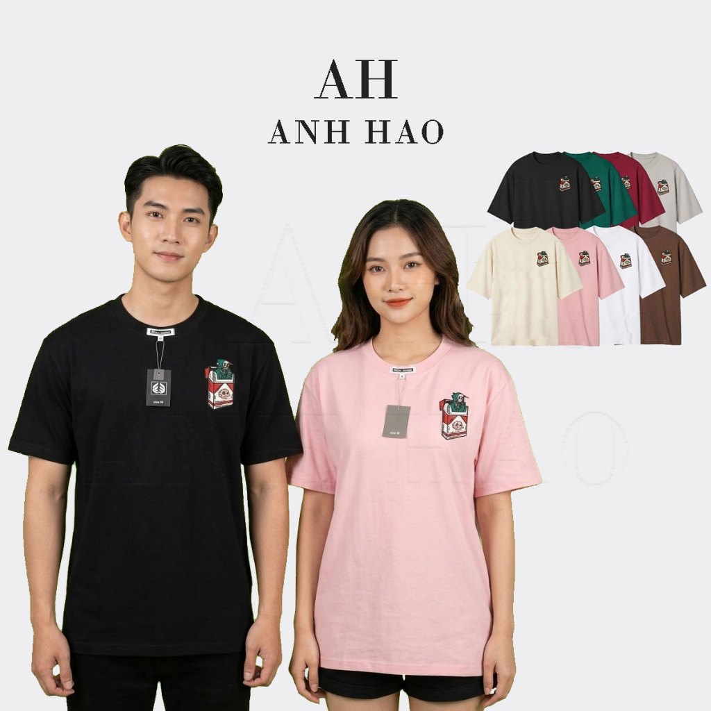 ÁO THUN Oversize Hộp Box NAM Nữ CỔ TRÒN Form Rộng Vải Cotton Thời Trang | AH STUDIO