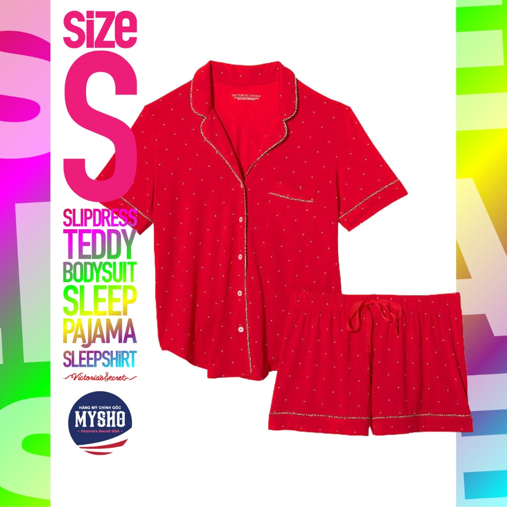 [Size S - 83]  Bộ đồ ngủ Modal Short Pajama Set, Lipstick Dot