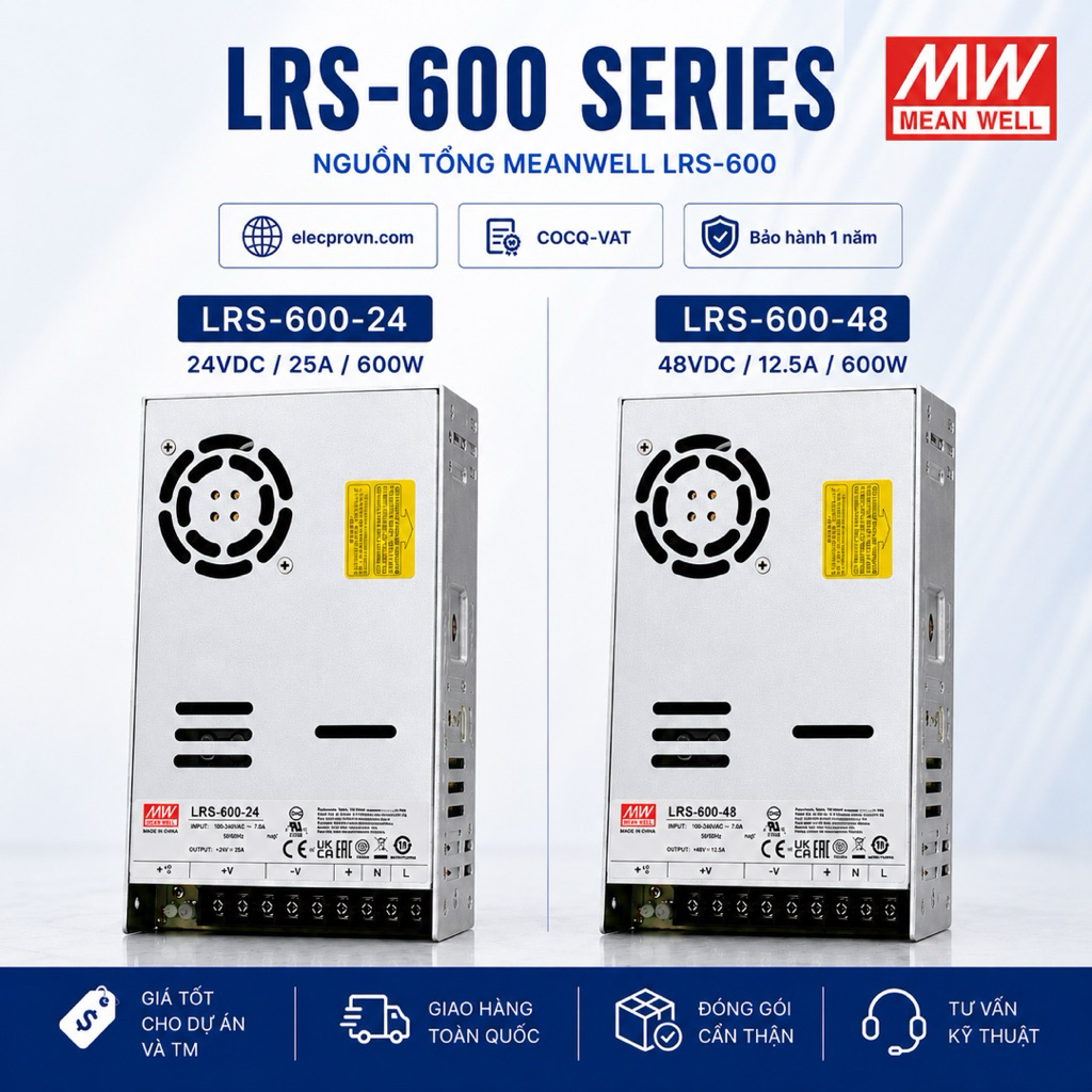(COCQ-VAT) Nguồn Meanwell LRs-600-24,LRS-600-48,Chính hãng-Bảo hành 1 năm