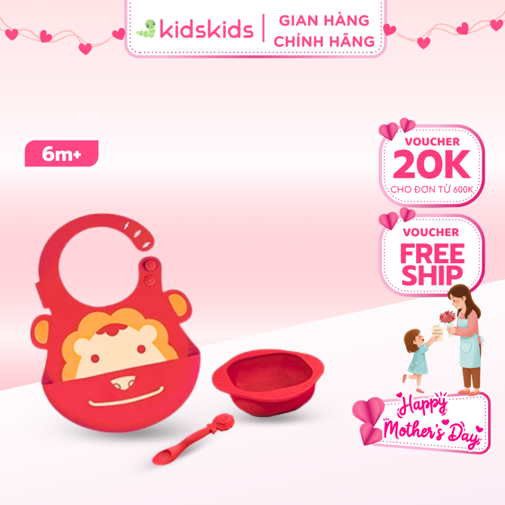 Bộ Đồ Dùng Ăn Dặm Silicon Baby Marcus & Marcus, Cho Bé Từ 6 Tháng - Marcus