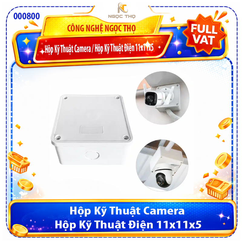 Hộp Kỹ Thuật Camera / Hộp Kỹ Thuật Điện 11x11x5cm – Hộp Box Bảo Vệ Nguồn Ngoài Trời – Nhựa ABS Chống