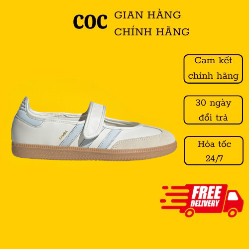 [ Authentic ] Giày Adidas Samba Jane 'Cloud White'. Giày Sneaker Adidas Samba Jane Trắng Xanh
