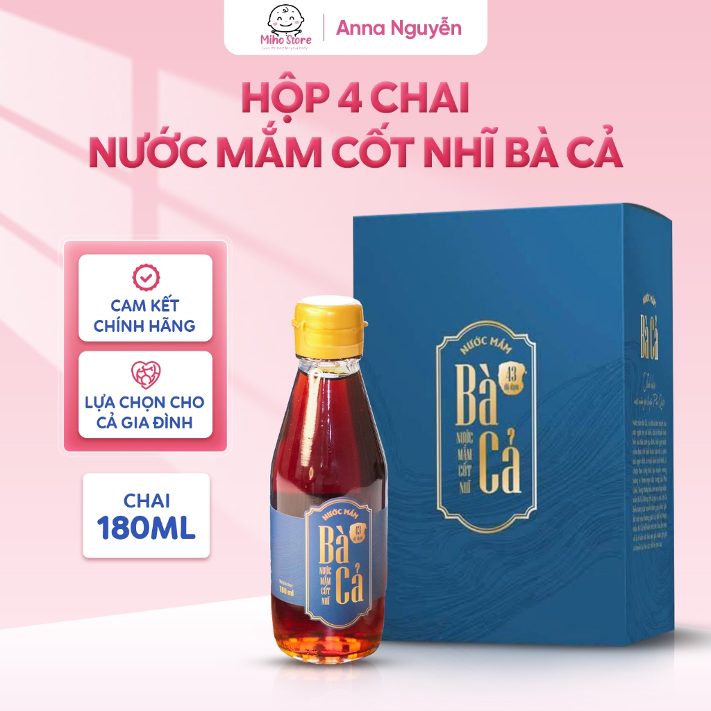 Nước Mắm Cốt Nhĩ 43 Độ Đạm Bà Cả Truyền Thống Phú Quốc – Chai Thủy Tinh 180ml – Hộp 4 Chai – Miho St