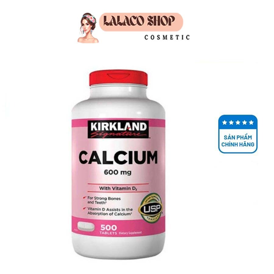 Viên Uống Bổ Sung Canxi Kirkland Calcium 600mg + D3 - Hộp 500 Viên