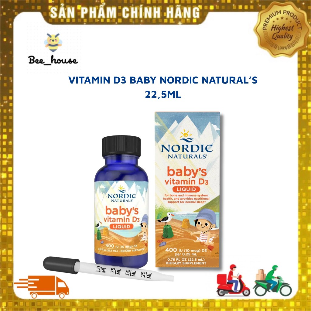 [NHẬP KHẨU] Thực phẩm bảo vệ sức khoẻ Nordic Naturals Baby’s vitamin D3 - D3 thuần - Beehouse