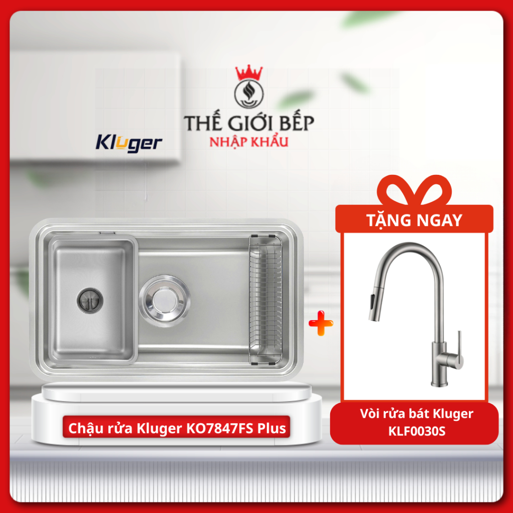 [TẶNG VÒI] Chậu rửa bát Kluger KO7847FS Plus - 1 Hố LINEN Chống Xước Chống Bám Dầu