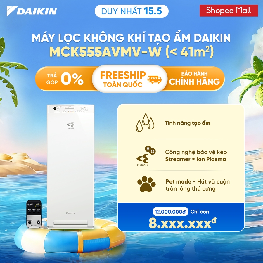 Máy Lọc không khí tạo ẩm Daikin MCK555AVMV - Diện tích sử dụng 41m2