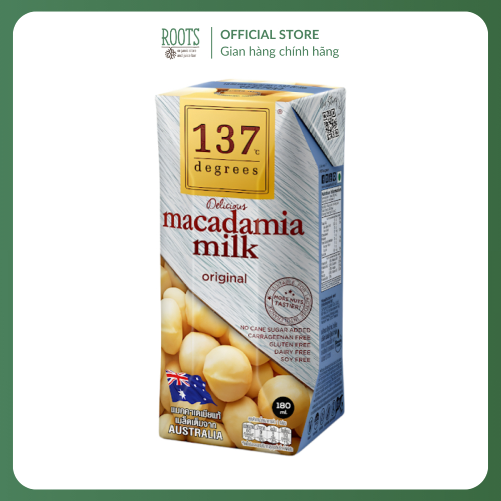 (Ship hỏa tốc) 137 DEGREES - Sữa Hạt Mắc Ca Nguyên Chất, Real Macadamia Milk, Original (180ml)