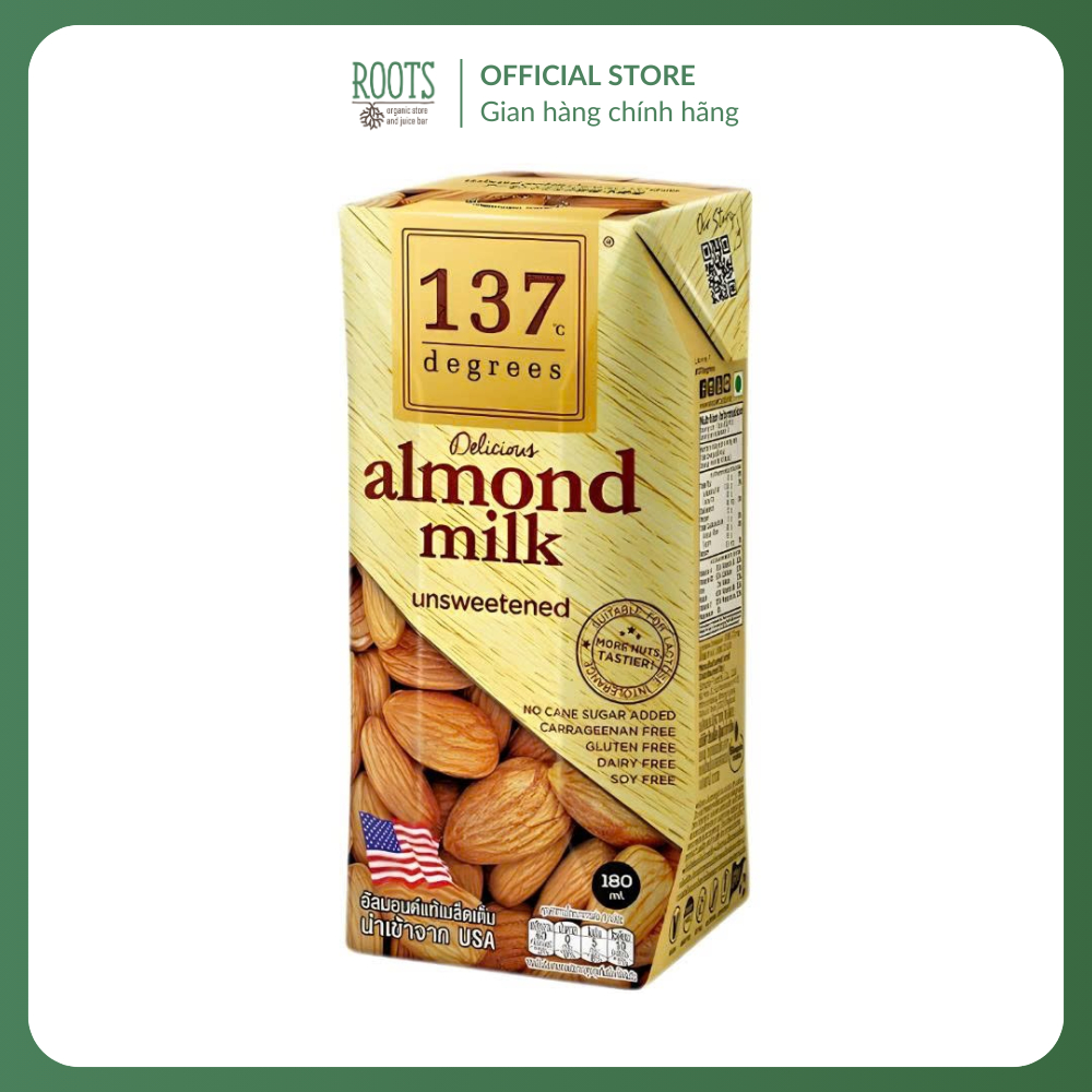 (Ship hỏa tốc) 137 DEGREES - Sữa Hạnh Nhân Không Đường, Almond Milk, Unsweetened (180ml)