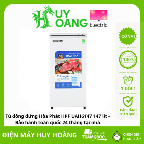 Tủ đông đứng Hòa Phát HPF UAH6147 147 lít - Bảo hành toàn quốc 24 tháng tại nhà