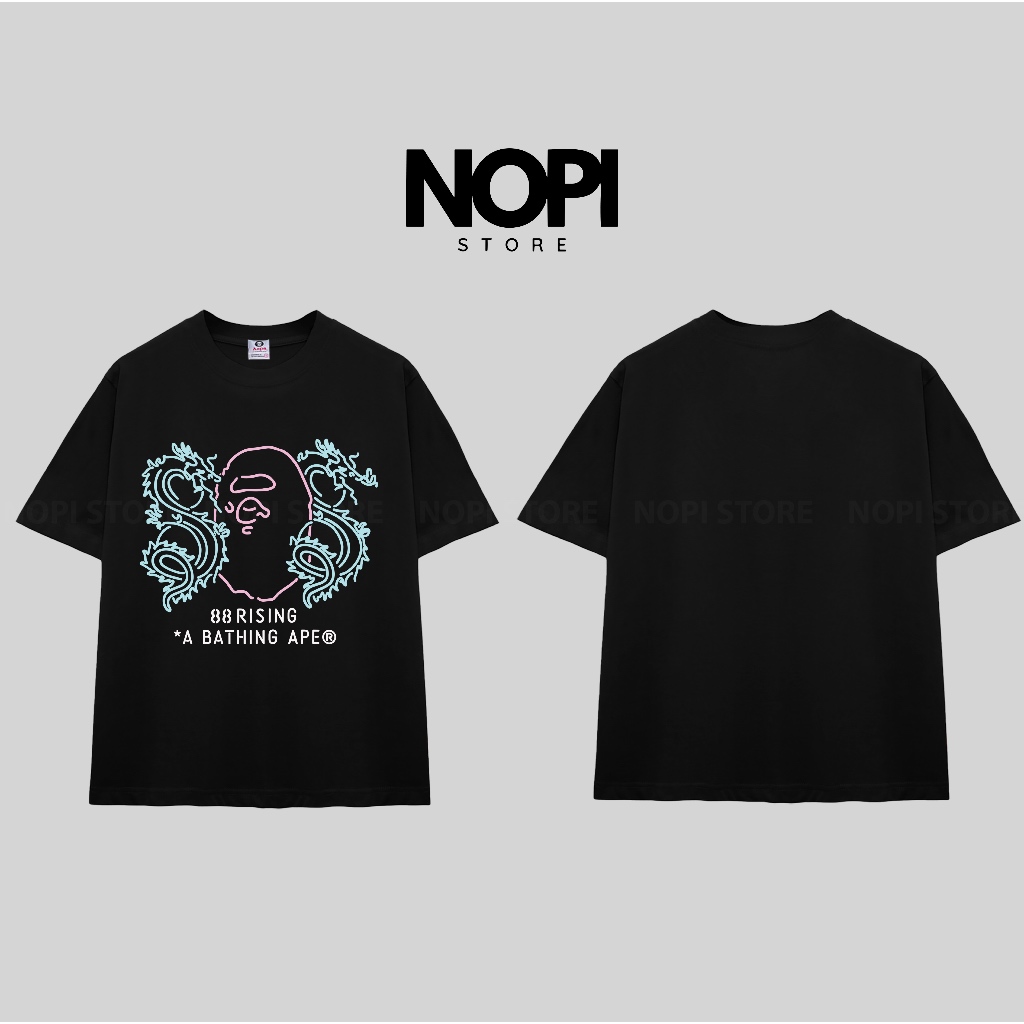 ÁO THUN BAPE 88RISING NEON FORM RỘNG NAM NỮ UNISEX VẢI COTTON CAO CẤP 280GSM DÀY DẶN - NOPI STORE