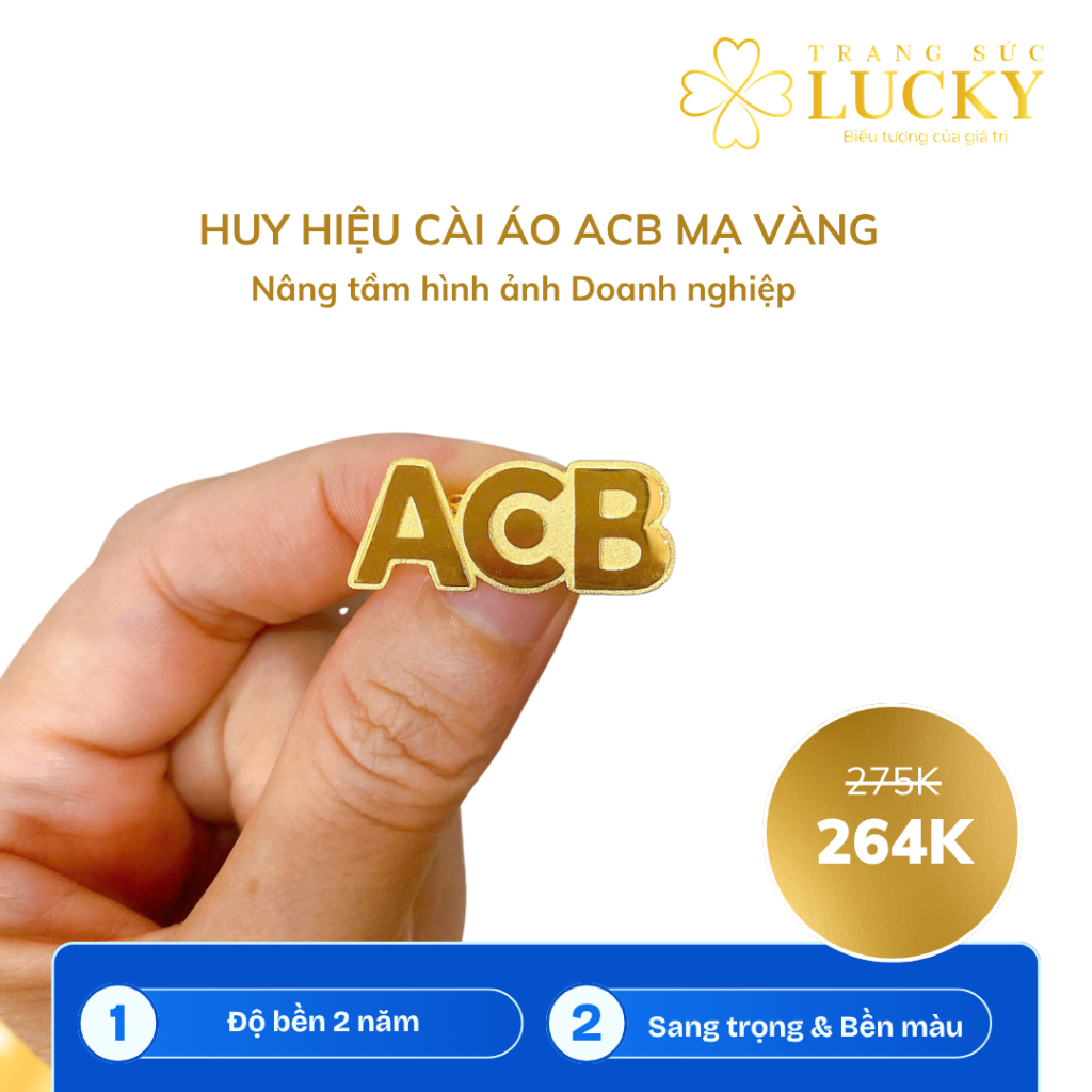 Huy hiệu cài áo ACB mạ vàng - Ghim cài áo ACB mạ vàng
