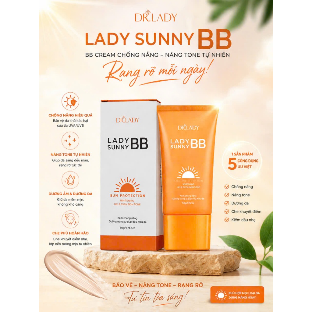 Bộ đôi chăm sóc da với kem chống nắng LADY SUNNY BB và Sữa rửa mặt Pure Clean