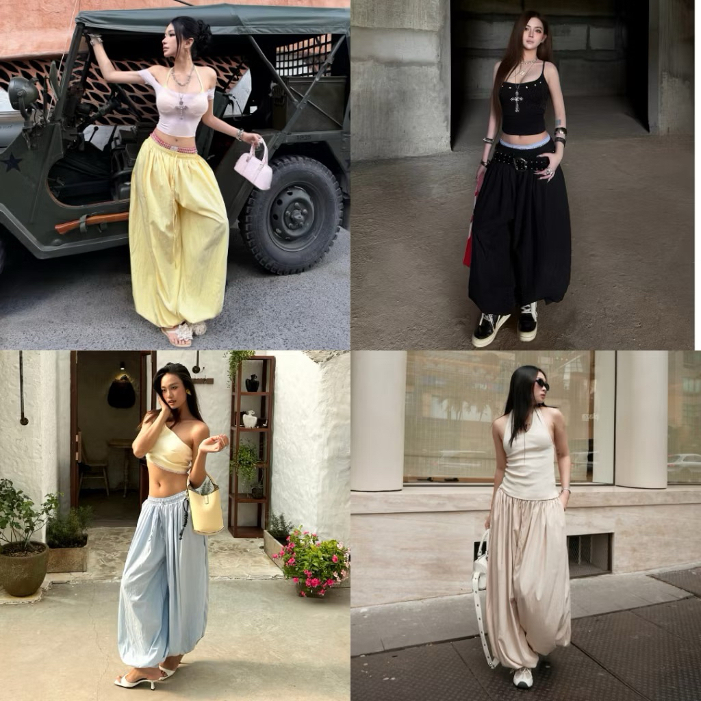 Quần Balloon Pants Nữ Cạp Chun Hari Ống Boom Bo Gấu Form Rộng Cá Tính Đi Biển Du Lịch Mùa Hè 47 | BigBuy360 - bigbuy360.vn