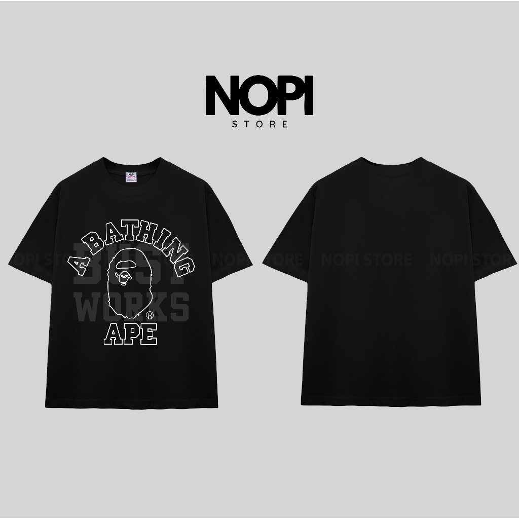 ÁO THUN BAPE BUSY WORKS FORM RỘNG NAM NỮ UNISEX CHẤT VẢI COTTON CAO CẤP 280GSM DÀY DẶN - NOPI STORE