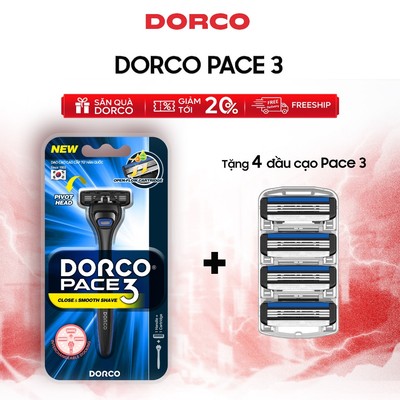 Dao Cạo Râu Hàn Quốc 3 Lưỡi DORCO PACE 3 Tặng Thêm 4 Đầu Cạo DORCO PACE 3/PACE 4