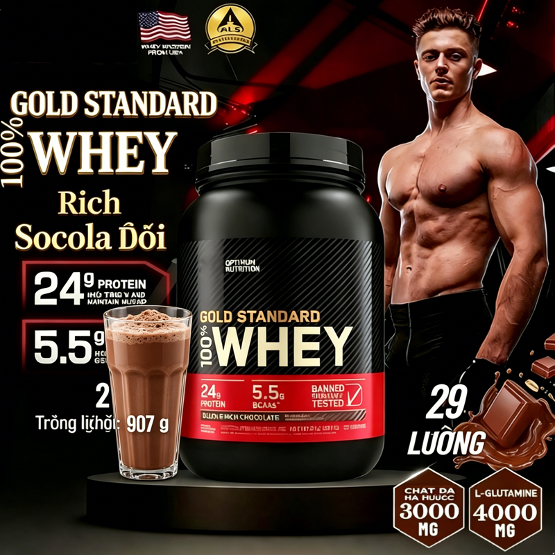 Gold Standard 100% Whey Protein, Sữa Tăng Cơ Whey ON Protein Optimum Nutrition Protein Isolate  - 2l