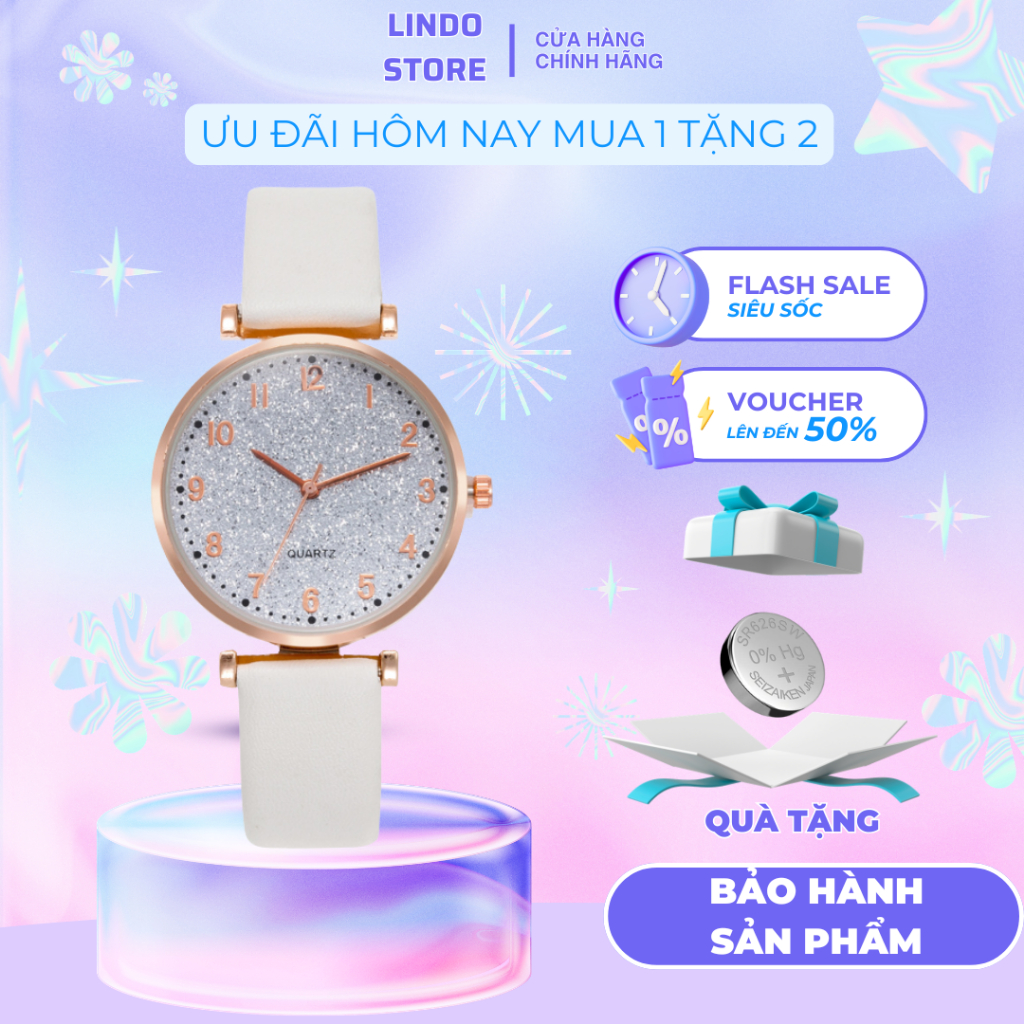 Đồng hồ đeo tay nữ D-ZINER ND47 dây da chính hãng đẹp cao cấp thời trang kèm hộp