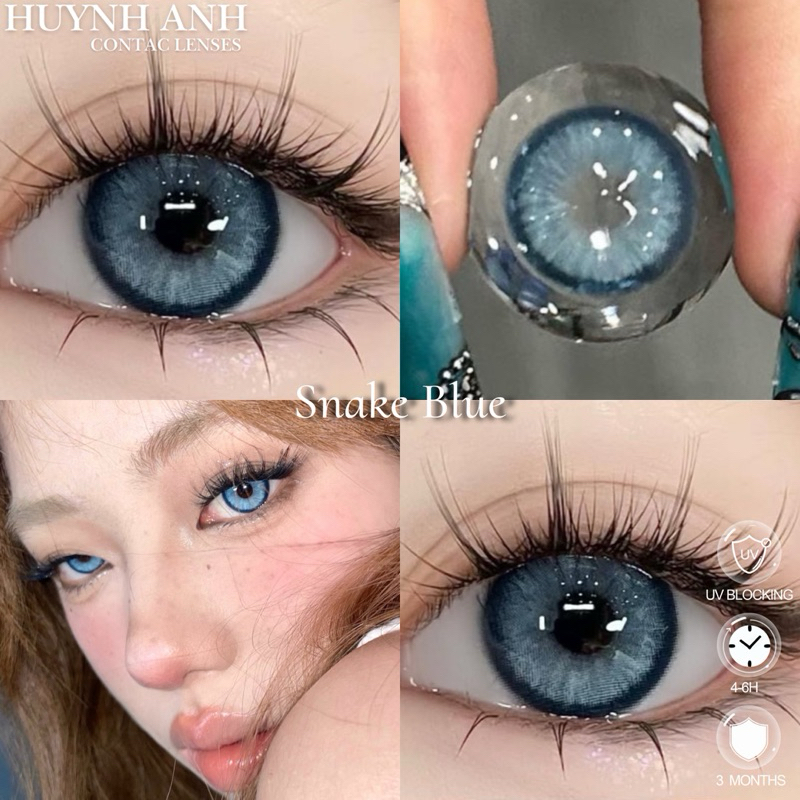 Lens Mắt Kính Áp Tròng xanh blue tây snake blue Dia 14.2mm Gdia 13.9mm