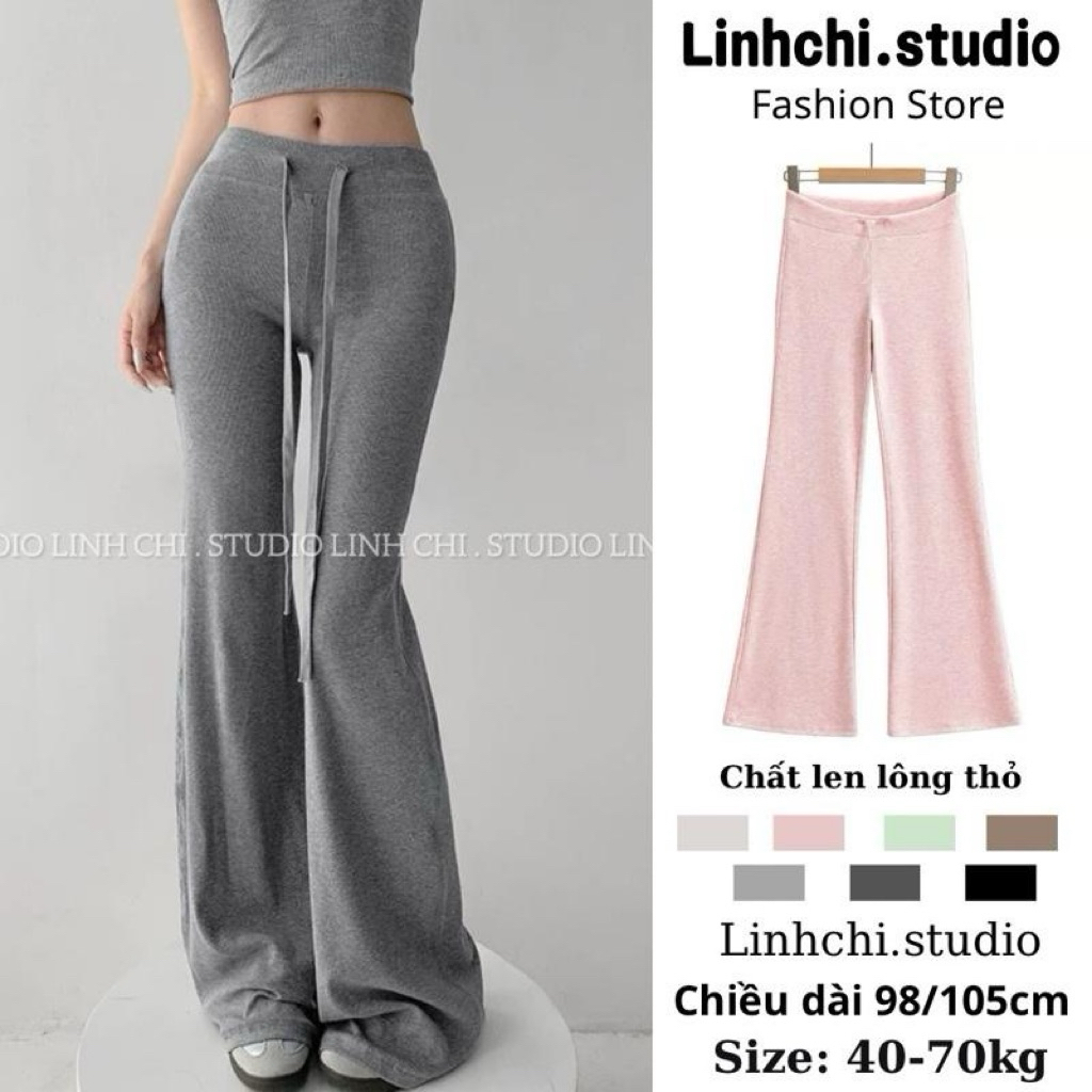 [CÓ DÁNG NẤM] Quần ống loe (mã 722) chất len lông thỏ mịn co dãn tốt cạp liền tôn dáng_Linhchi.studi