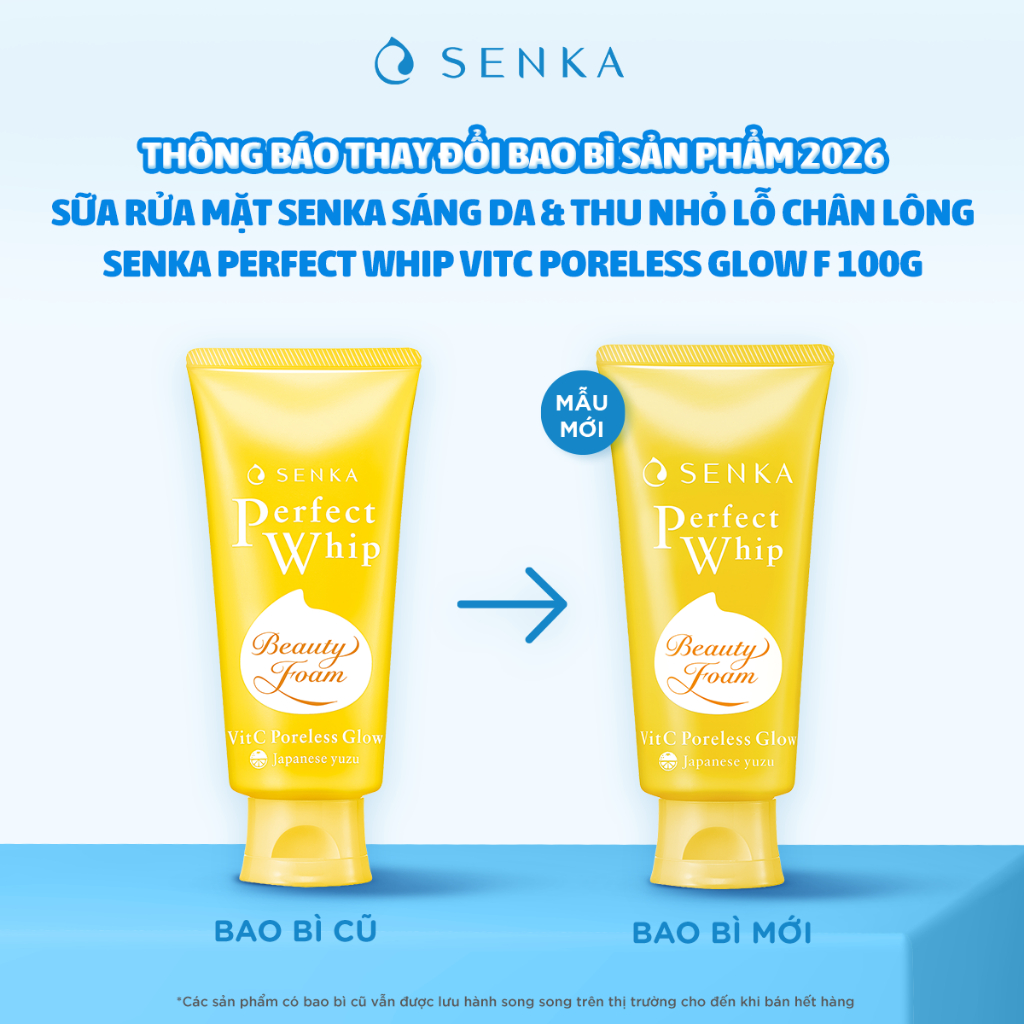 Sữa rửa mặt sáng mịn mờ thâm SENKA PERFECT WHIP vit c poreless glow 100g | BigBuy360 - bigbuy360.vn