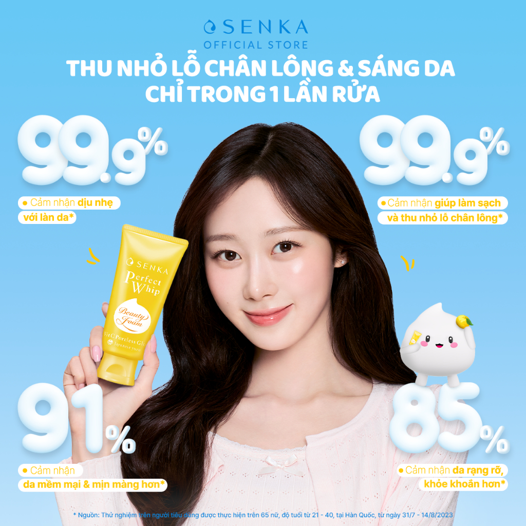Sữa rửa mặt sáng mịn mờ thâm SENKA PERFECT WHIP vit c poreless glow 100g | BigBuy360 - bigbuy360.vn