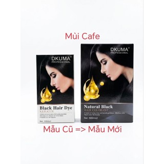 01Kem Nhuộm Không dính ra đầu DKUMA ORGANIC 500ml Phủ Bạc màu ĐEN và NÂU , Nam, Nữ Women