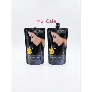 01Kem Nhuộm Không dính ra đầu DKUMA ORGANIC 500ml Phủ Bạc màu ĐEN và NÂU , Nam, Nữ Women