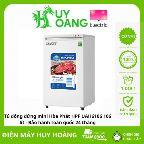 Tủ đông đứng mini Hòa Phát HPF UAH6106 106 lít - Bảo hành toàn quốc 24 tháng