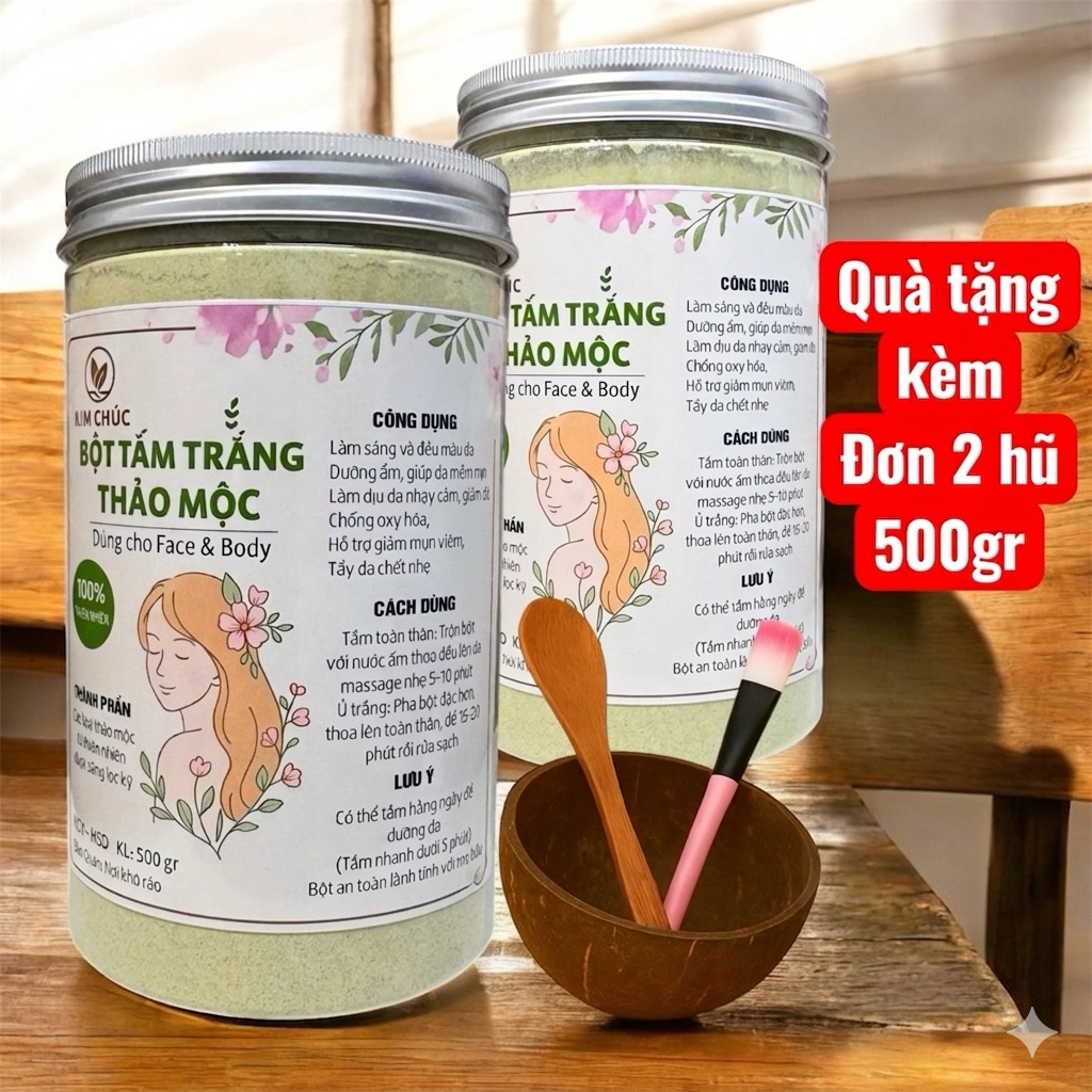 [Tặng bát+chổi+thìa+vitamin b1] Bột thảo mộc tắm dưỡng body
