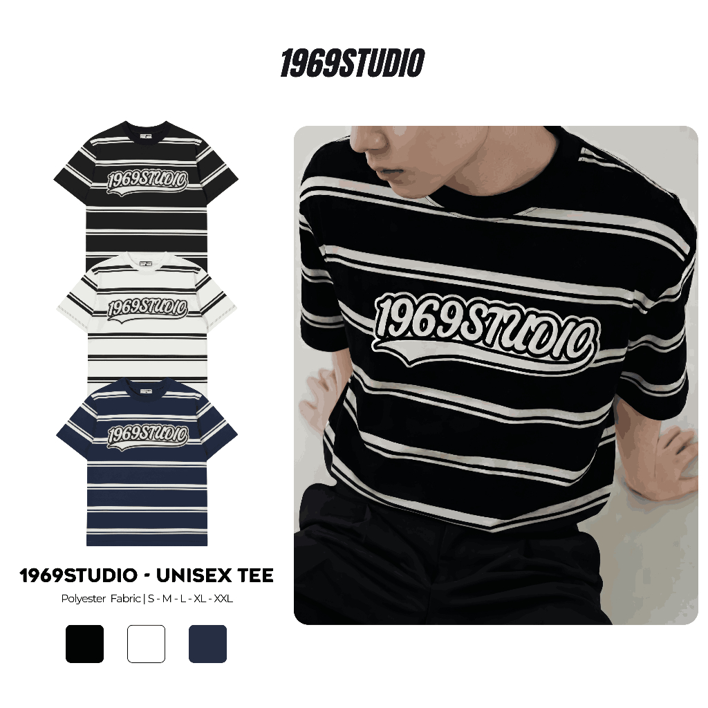 [Ver2] Áo Thun Kẻ Sọc 1969STUDIO Áo Phông Unisex Top Menswear Cổ Tròn - AP19