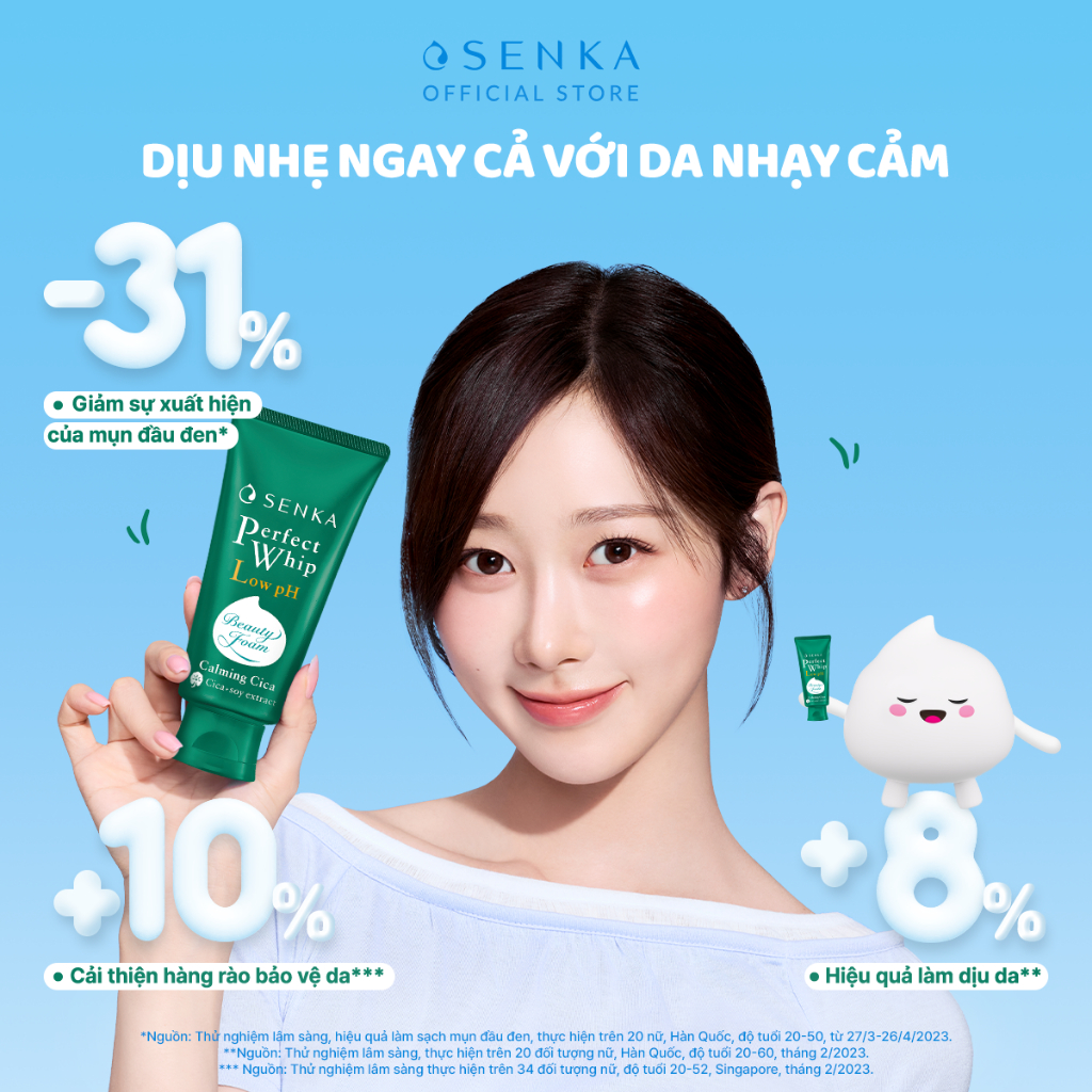 Sữa Rửa Mặt Rau Má Sạch Sâu Lành Tính  SENKA PERFECT WHIP LOW pH CALMING CICA 100G | BigBuy360 - bigbuy360.vn