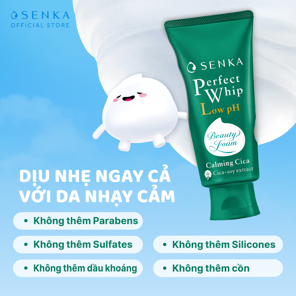 Sữa Rửa Mặt Rau Má Sạch Sâu Lành Tính  SENKA PERFECT WHIP LOW pH CALMING CICA 100G | BigBuy360 - bigbuy360.vn