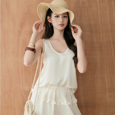 TUBYCATU Áo Ba Lỗ Tank Top Basic Lụa Satin Thoáng Mát