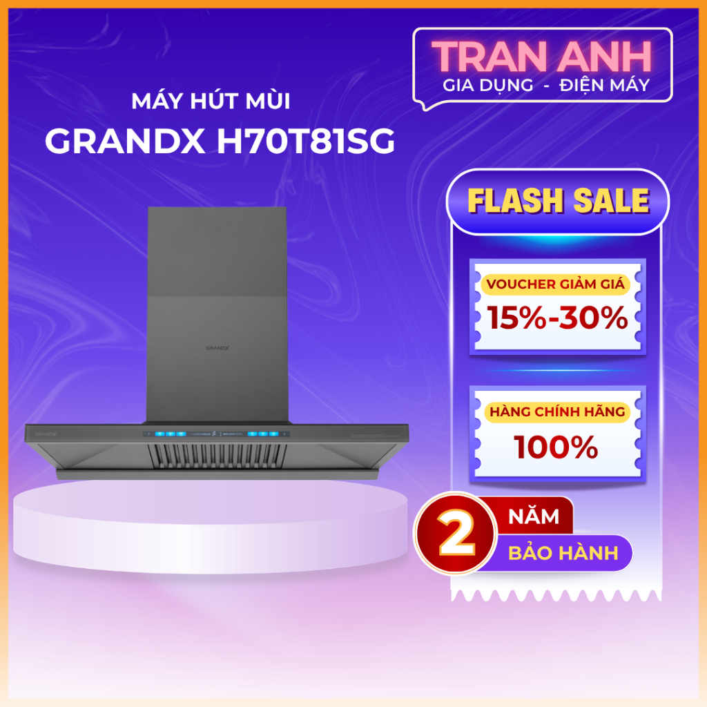 Máy hút mùi GrandX GX H70T81G | H70T81SG | 70CM | Động cơ Smart Inverter BLDC cao cấp
