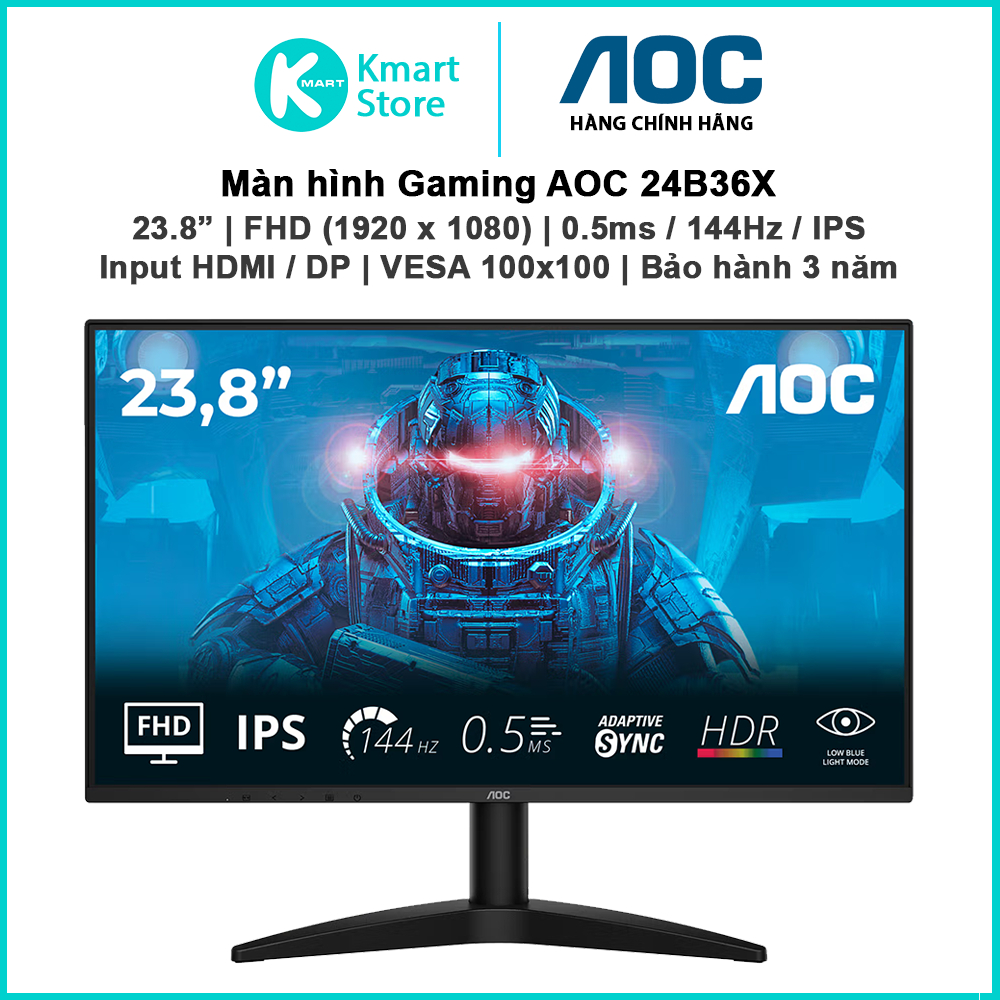 Màn hình Gaming AOC 24B36X / 25B36X / 27B36X | FHD / IPS / 144Hz / 0.5ms | Input HDMI DP | VESA 100x