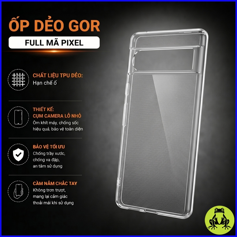 Ốp lưng dẻo Gor trong suốt Google Pixel 5/ Pixel 5a-5G/ Pixel 4/ Pixel 4a/ Pixel 4a-5G/ Pixel 3a XL/