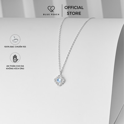 Dây Chuyền Bạc Blue Peach Dây Chuyền Four Leaf Moonstone xm - DC1071