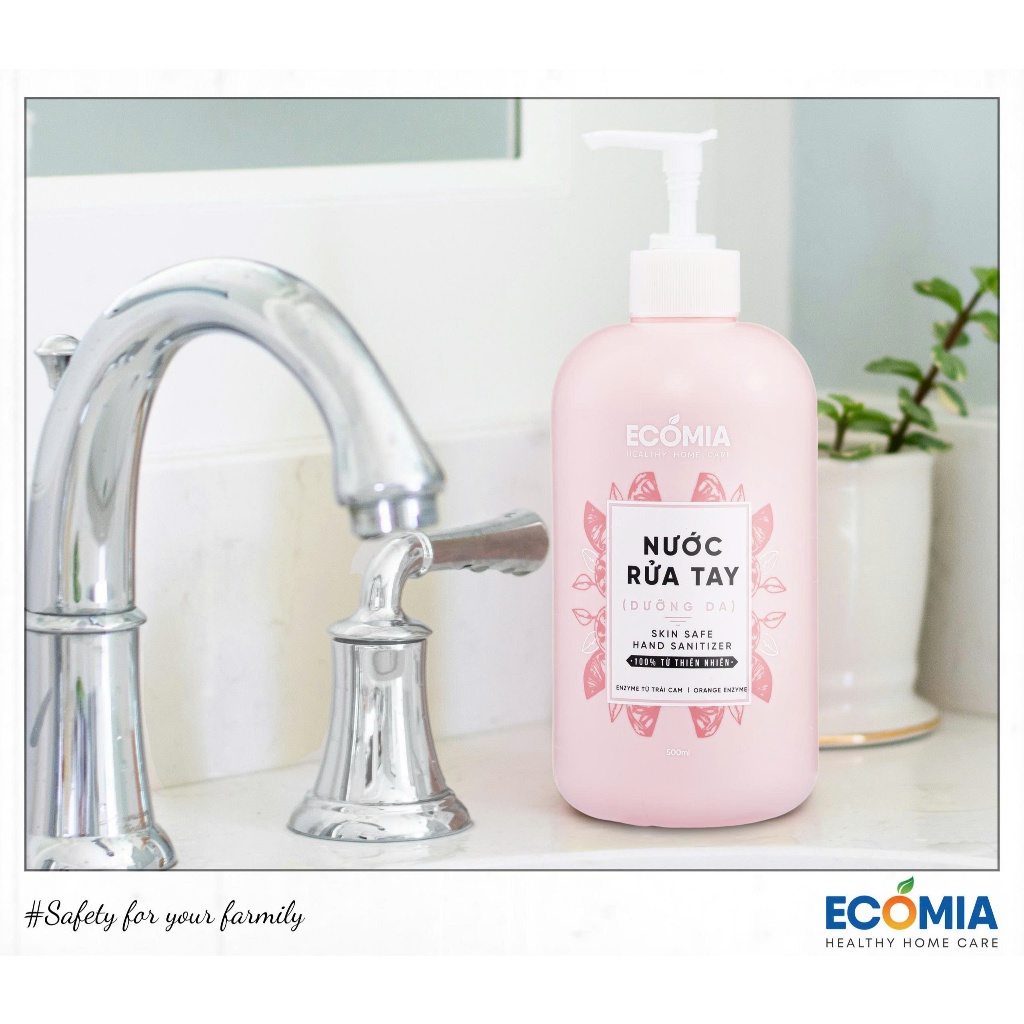 Nước rửa tay Ecomia: an toàn dưỡng ẩm da tay với nguyên liệu hữu cơ thiên nhiên 300ml 500ml