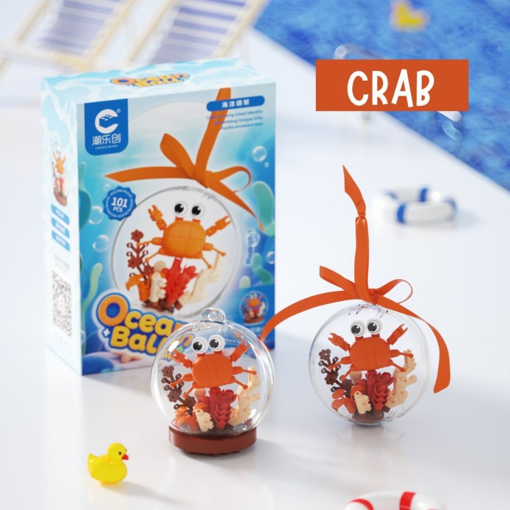 Đồ Chơi Lắp Ráp Quả Cầu Sinh Vật Biển - Mô Hình Cá, Rùa, Cua Trong Suốt (Mã 7483-7491)