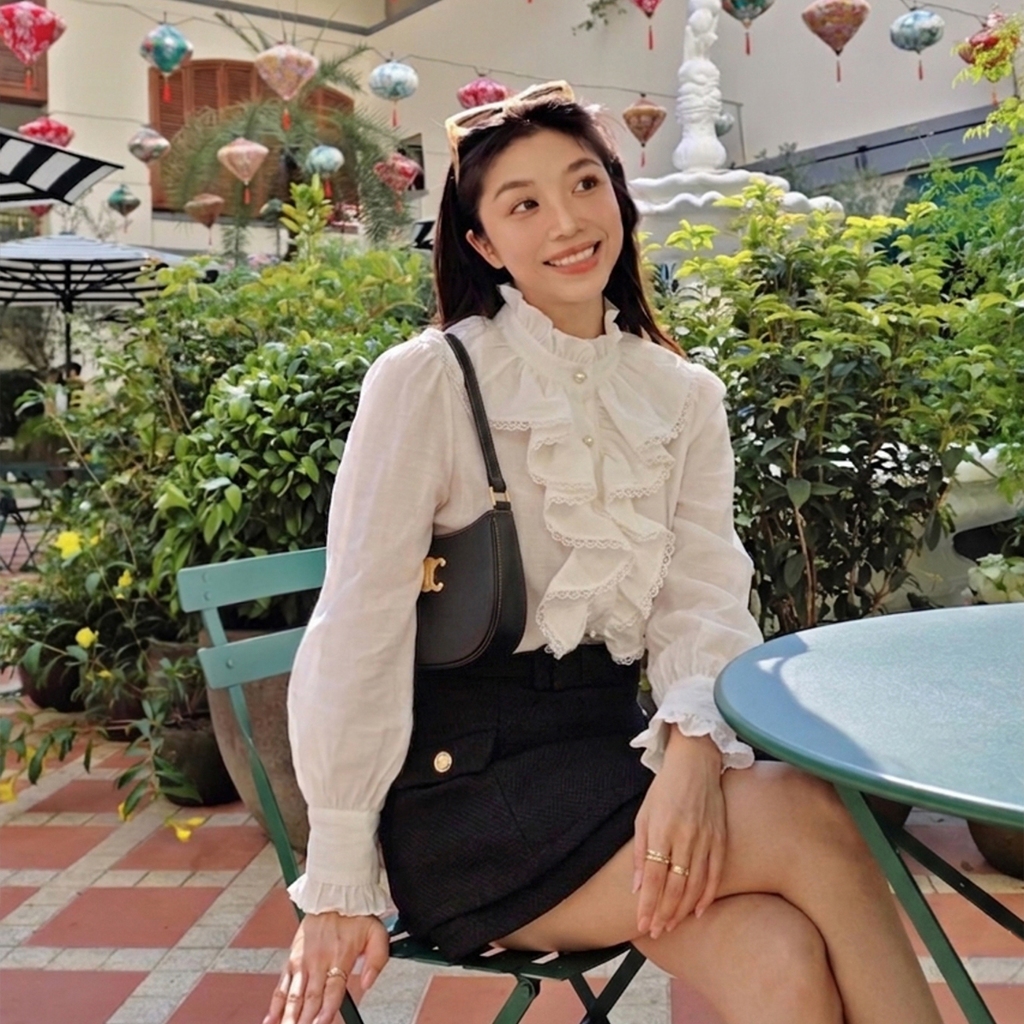 DARLING.ISM - Áo kiểu nữ tay dài phối ren tiểu thư Crystal Shirt | BigBuy360 - bigbuy360.vn