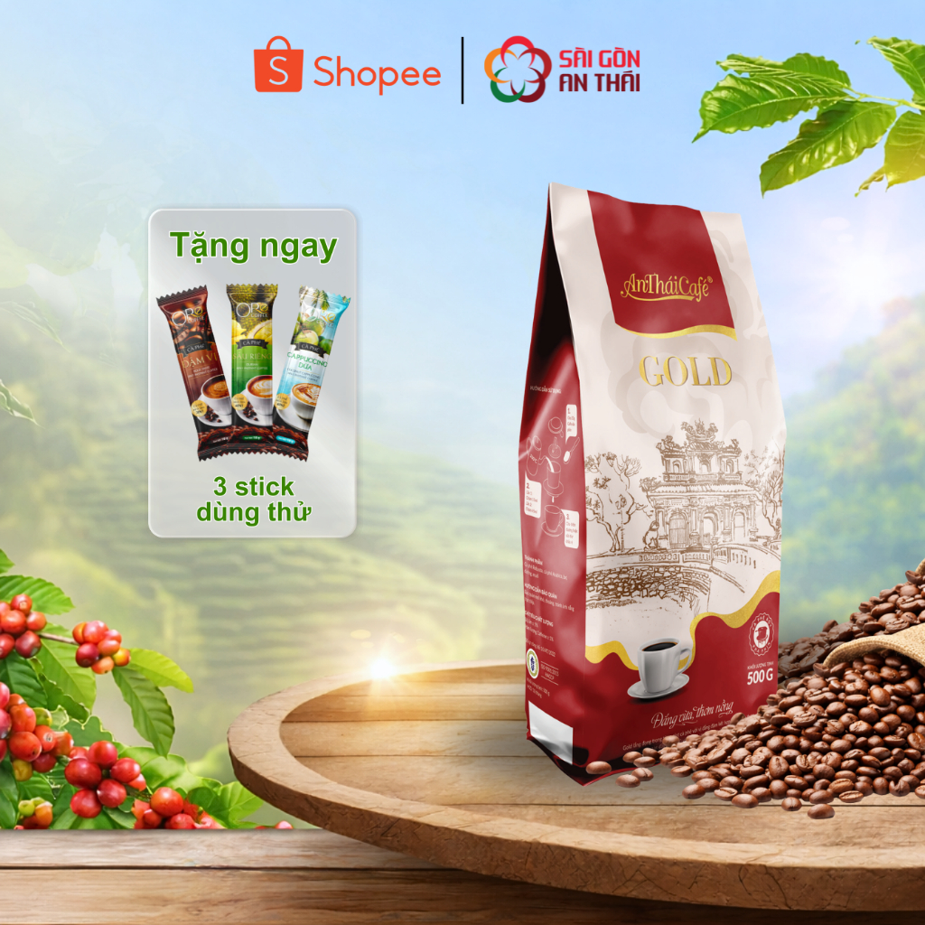 [TĂNG NGAY 3 GÓI DÙNG THỬ] AnTháiCafé - Cà Phê Bột An Thái Túi Gold (500g)