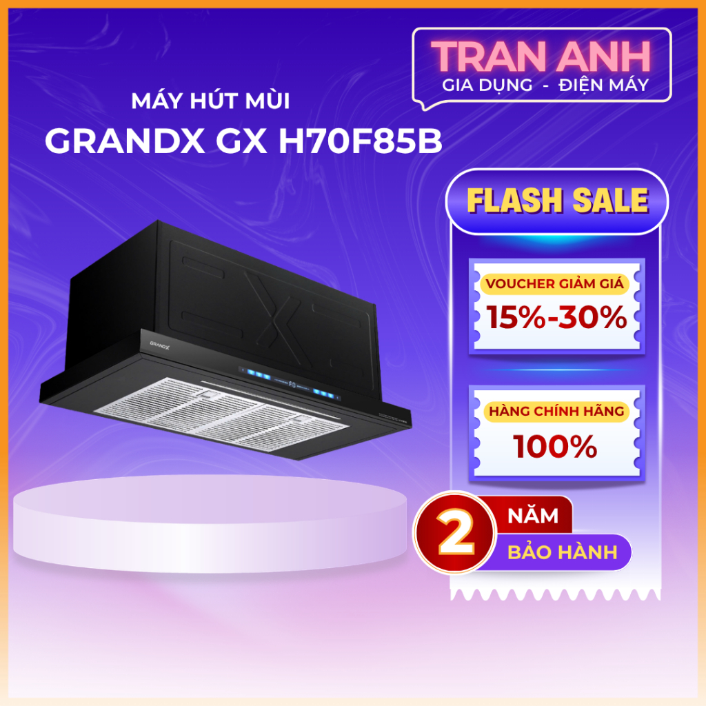 Hút mùi Grandx H70F85B | Grandx H70F85G | 70CM | HÚT MÙI TURBO CAO CẤP